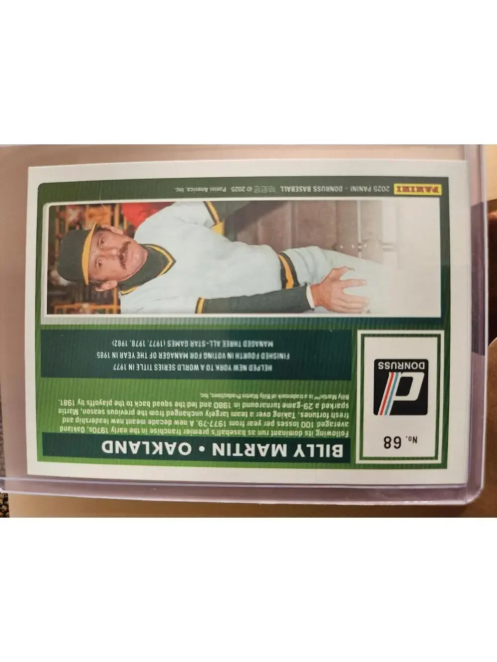 Billy Martin - 2025 Donruss red/blue laser insert - #68 - A's - RAW Mint